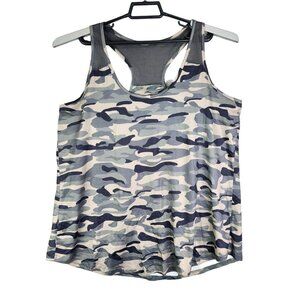 Womans ForeTond  Green Tan Black Camo Tank Top Racer Back Polyester Stretch XL
